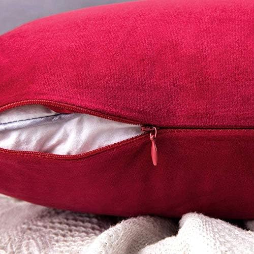 MIULEE Velvet Throw Pillow Covers 16x16 Inch Pack of 2 Red - Image 3