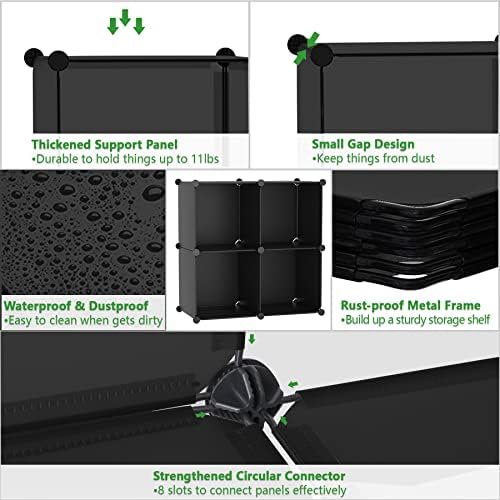 C&AHOME Plastic Cube Storage Organizer, 4-Cube Shelves Units, Black - Image 6