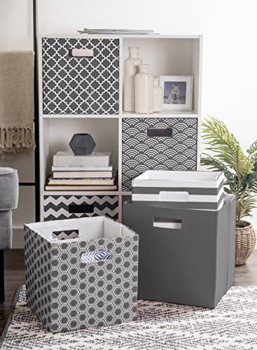 DII Hard Sided Collapsible Fabric Storage Container for Nursery, Offices, & Home Organization, (13x13x13") - Lattice Gray - Image 6