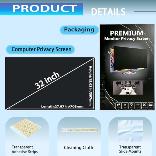 [2 Pack] 32 Inch Computer Privacy Screen Filter for 16:9 Monitor - Image 2