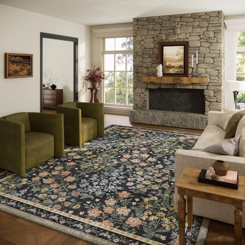 Washable Living Room Area Rug: 8x10 Rugs for Bedroom Stain Resistant Non Slip Low Pile Lightweight Soft Carpet for Kitchen Dining Room Farmhouse Kids Room Nursery Indoor by palohom