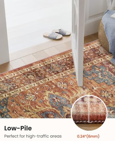 AMADA HOMEFURNISHING 9x12 Washable Area Rug, Low-Profile Large Area Rug with Non-Slip Backing & Durable Edge Binding, Vintage Large Rugs for Living Room, Bedroom & Dining Room - Image 5