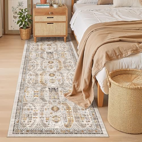Madane Hallway Runner 3x8, Kitchen Rugs Washable Entry Rug, Brown/Gold - Image 5