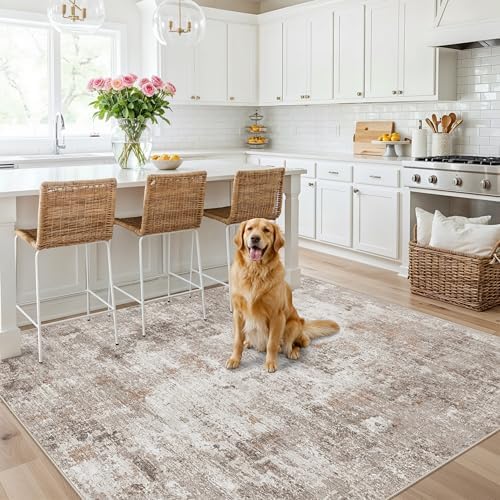 ZHXXUJ 6x6 Square Area Rug Washable for Kitchen Dining Room (Beige Grey) by ZHXXUJ