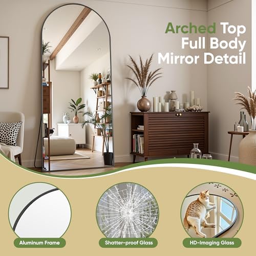 71"x28" Arched Full Length Mirror, Full Body Mirror, Black - Image 6