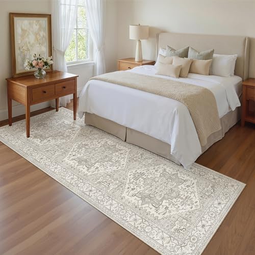 Madane Kitchen Runner 2'6''x8' Soft Rug Runners for Hallways, Beige/Brown - Image 3