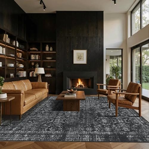 Rugxara Black 8x10 Area Rugs for Living Room Bedroom Large Washable Rug by Rugxara