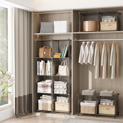 AWTATOS Cube Storage Organizer, Closet Organizers, 6 Cube Shelf, Grey - Image 5