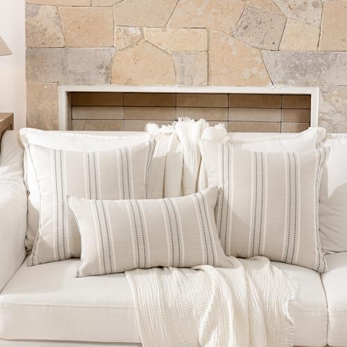 Hckot Grey Decorative Throw Pillow Covers 18x18 Set of 2 Boho Pillow Covers - Image 6