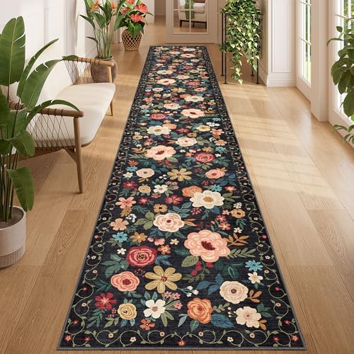 DUKINO 2x12 Washable Runner Rug, Non Slip Long Kitchen Runner Rug, Black by DUKINO