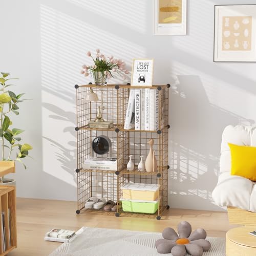 C&AHOME Wire Cube Storage, 6 - Cube Organizer Metal C Grids Units, Brown - Image 5