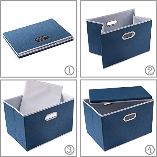 PRANDOM Collapsible Storage Bin with Lid [3-Pack] Fabric Foldable Storage Box Organizer Container Basket Cube with Cover for Home Bedroom Closet Office Nursery Royal Blue(14.9x9.8x9.8) - Image 5