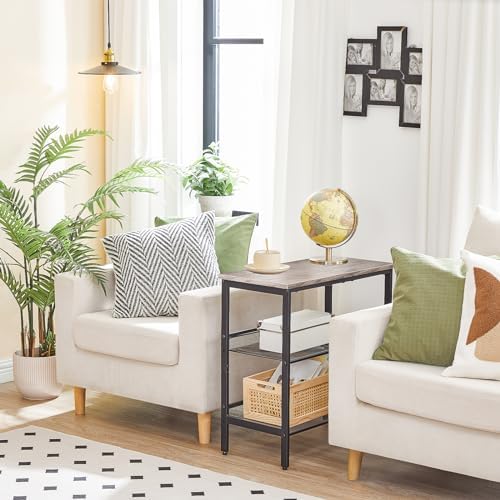 HOOBRO Side Table, 3-Tier Narrow End Table, Nightstand with 2 Flat or Slant Adjustable Shelves for Small Spaces, Hallway, Living Room, Bedroom, Sturdy, Easy Assembly, Greige and Black BG23BZ01G1 - Image 2
