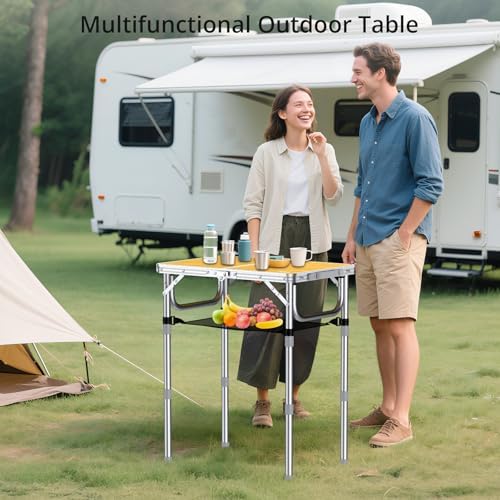 Anbte 2ft Camping Folding Table, 3 Adjustable Heights High 27.5", 24" x 16" - Image 2