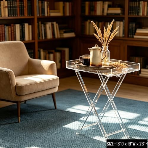 Clear Acrylic Folding Tray Side Table, Lucite Small End Table - Image 2