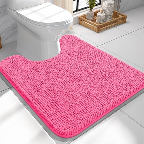 OLANLY Toilet Rugs U-Shaped 24x24, Soft Absorbent Chenille Contour Rugs by OLANLY