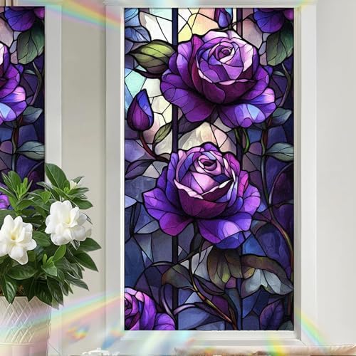 Nuxovilar Gothic Halloween Dark Purple Rose Window Film 17.5x39.3 PVC - Image 7