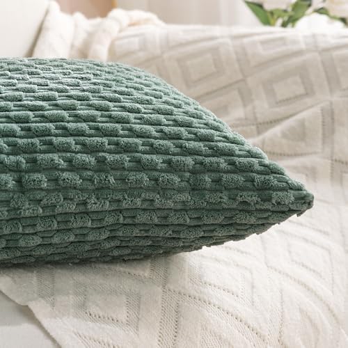 Set of 4 Teal Green Decorative Throw Pillow Covers 18x18 Inch Corduroy Pillow Covers for Bed Couch Sofa Living Room Soft Square Cushion Cases - Image 6