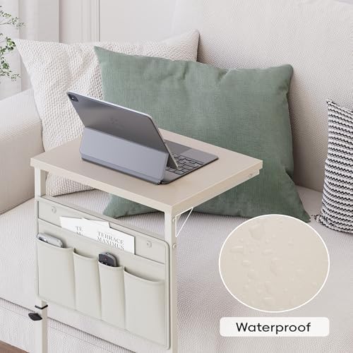 Vagusicc C Shaped End Table, 32'' Tall Side Table for Couch, Adjustable Height Small Couch Side Table for Small Spaces, End Table Slide Under Sofa Table TV Tray Table Arm Table for Living Room - Image 4