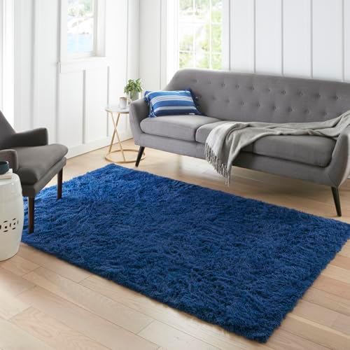Ophanie Blue Rug, Boys 3x5 Rugs for Bedroom Royal Dark Blue Carpet Nursery Aesthetic, Kids Playroom Navy Area Rugs for Girls Teen Home Decor with Over 99 pcs Pile fibers by Ophanie