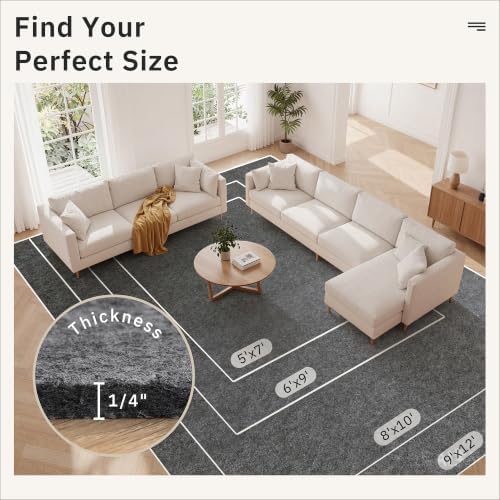Soalmost Non Slip Rug Pads 8x10, 1/4" Thick Felt Cushioned Rug Gripper Pad - Image 2