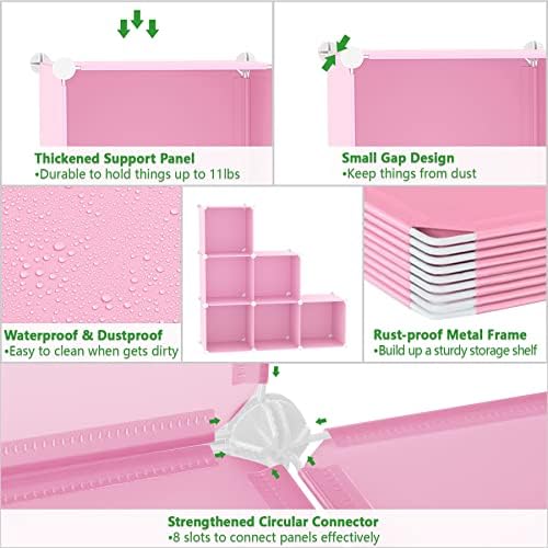 C&AHOME 6-Cube Storage Organizer Cube Shelf Closet Storage Bookcase, Pink - Image 6