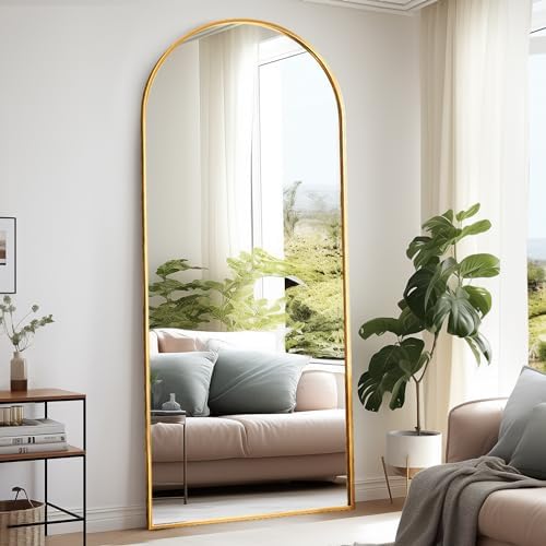 Rowjut Floor Full Length Mirror, Arched Mirrors Full Length 76"x34" Freestanding Large/with Aluminum Frame & Wall Mounted & Hanging or Leaning & Full Body Mirror for Bedroom, (Gold) - Image 2