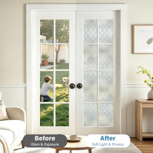 Finnez Window Privacy Film, Frosted Diamond Static Cling, 35.4″ x 78.7″ - Image 3