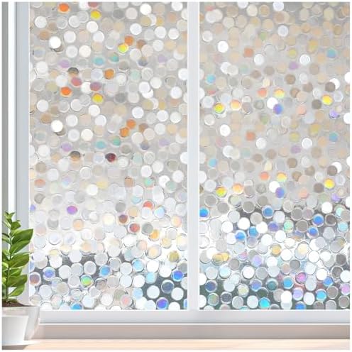 rabbitgoo Window Privacy Film, Rainbow Stained Glass Cling, 17.5" x 118.1" by rabbitgoo