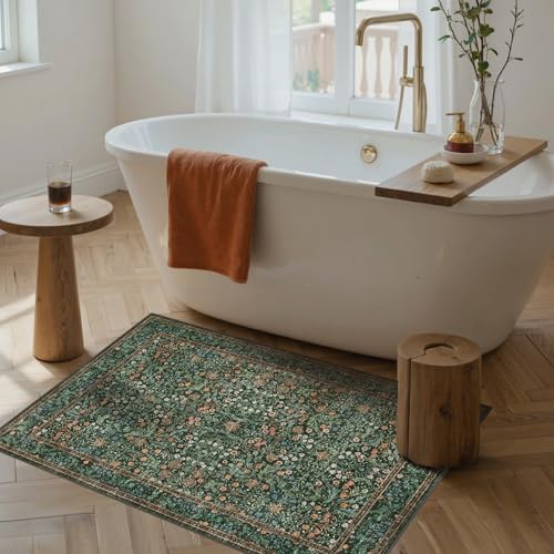 Rugxara 2x3 Entryway Rug Door Mat, Washable Samll Rug, Non Slip, Green - Image 3