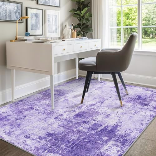 RELEANY Washable 5'x8' Abstract Area Rug for Living Room Purple - Image 3
