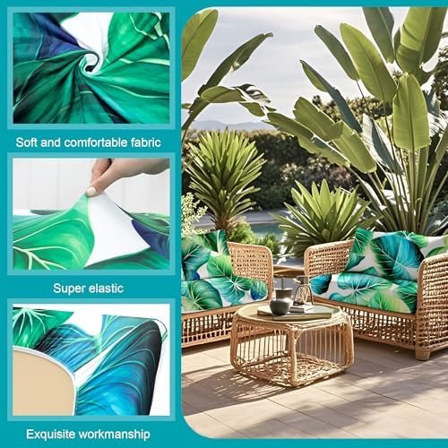 12 Pcs Outdoor Cushion Covers, Patio Sofa Cushion Covers Replacement - Image 4