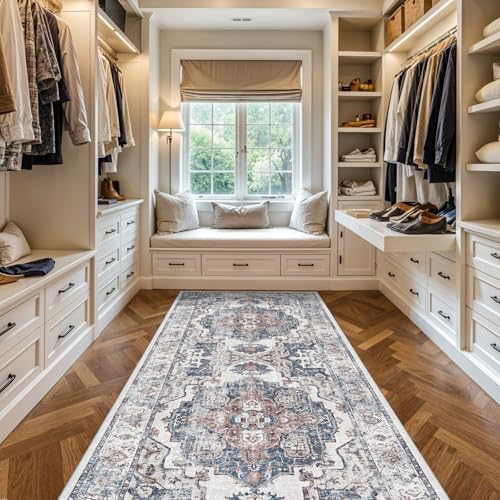 4x10 Washable Hallway Runner Rug: Oriental Living Room Entry Extra Wide Area Rug Ultra Soft Non Slip Runners for Kitchen Dining Room Stain Resistant Low Pile Floor Mat for Bathroom Bedroom(Brick,4x10) - Image 3
