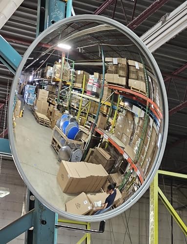 36” Acrylic Outdoor Convex Mirror With Plastic Back, Round Security Mirror for the Garage Blind Spot, Store Safety, Warehouse Side View, Circular Wall Mirror for Personal/Office Use -Vision Metalizers by VisionMetalizersInc