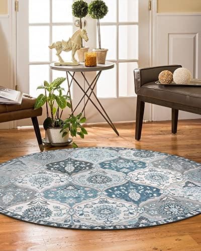 Lahome Moroccan Washable Round Rug, Soft Vintage Small Round Rug 3ft - Image 6
