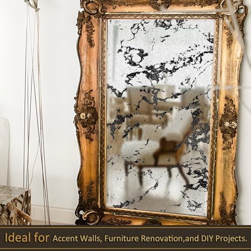 LiveInUrban Vintage Foxed Paint Antique Chrome Reflective Style Wallpaper, Grunge Peel and Stick Contact Paper for Wall Furniture Vanity Dresser Home Decor, 15.35"x39.37" - Image 6