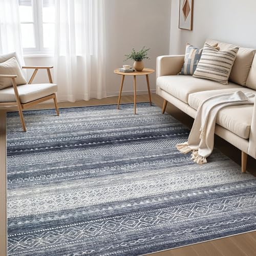 Nakagishi Boho 4x6 Area Rug Living Room Rugs Machine Washable Denim Blue by NakagishiAreaRug