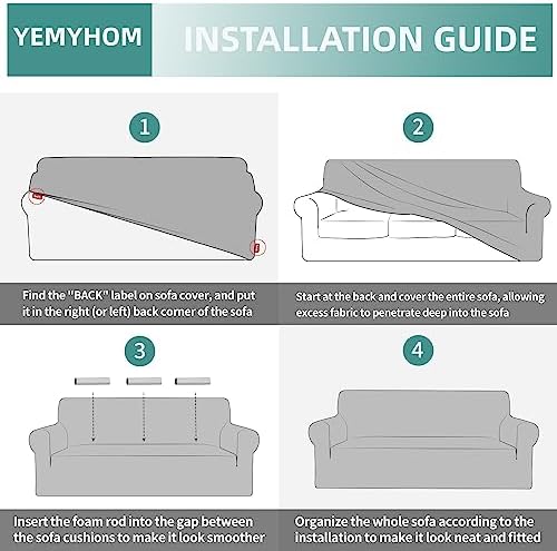 YEMYHOM Couch Cover Latest Jacquard Design High Stretch Extra Large Sofa Covers Pet Dog Cat Proof Oversized Slipcover Non Slip Magic Elastic Furniture Protector (X-Large, Leaf Pattern Light Gray) - Image 7