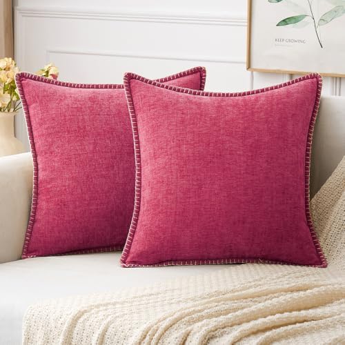 MIULEE Decorative Couch Throw Pillow Covers 20x20 Inch Hot Pink 2 Pack by MIULEE