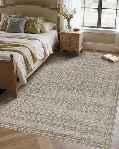 Rugxara 4x6 Vintage Boho Washable Rug for Bedroom(Beige) - Image 2