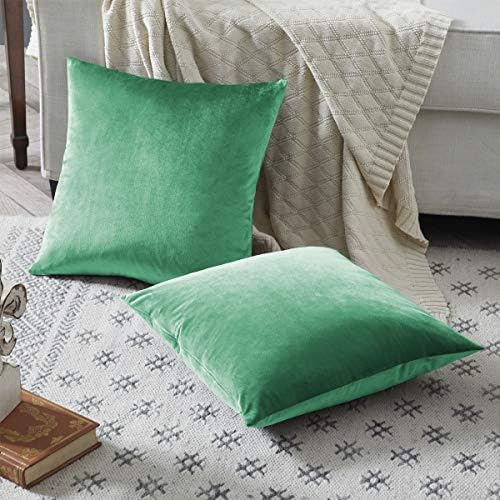 GIGIZAZA Decorative Couch Throw Pillow Covers,Set of 2 Mint Turquoise Square Pillow Cushion Covers 22x22,Pillow Cases Velvet Pillow Covers - Image 5