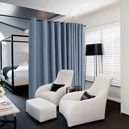 NICETOWN Closet Door Heavy Curtain, Room Dividers Shade Screens Partitions, Extra Large Grommet Space Partition Blackout Curtain, Screen Dividers for Rooms (1 Pack, 20ft Wide x 9ft Long, Stone Blue) by NICETOWN