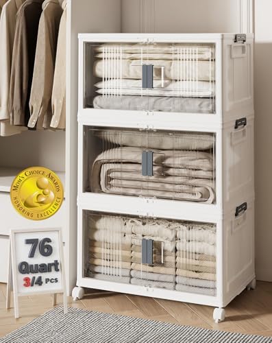 OlarHike 76QT Storage Bins with Lids for Home, Office, Closet, Dorm, 3 Pack by OlarHike