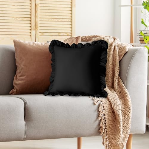 KKJIAF 2 Pack Ruffle Pillow Cases 18x18 Inches, Black - Image 5