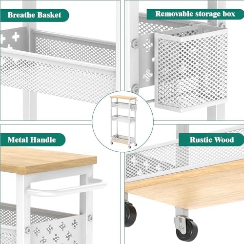 XYZLVSI Slim Rolling Storage Cart, 4 Tier Narrow Shelf for Small Spaces - Image 5