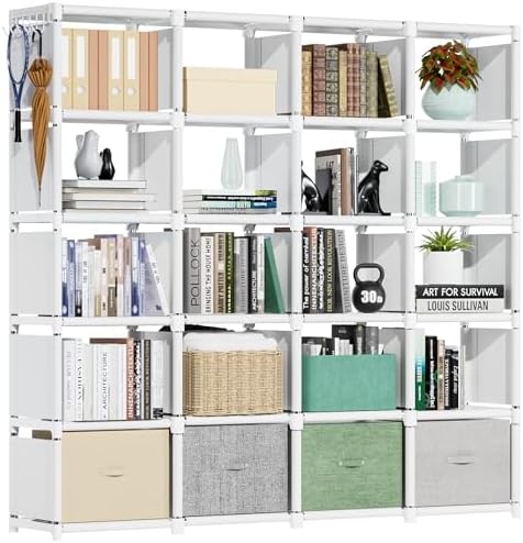Mavivegue 20 Cube Book Shelf, Storage Organizer, Large DIY Bookcase, Metal Cube Bookshelf, Cubbies Closet Storage Organizer Shelves for Bedroom,Living Room,Home,Office by Mavivegue