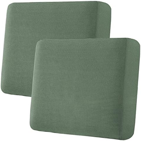 H.VERSAILTEX Super Stretch Individual Seat Cushion Covers Sofa Covers Couch Cushion Covers Slipcover Sets Thick Jacquard Textured Twill Fabric (2 Piece Large Sofa Cushion Covers, Loden Frost) by HVERSAILTEX