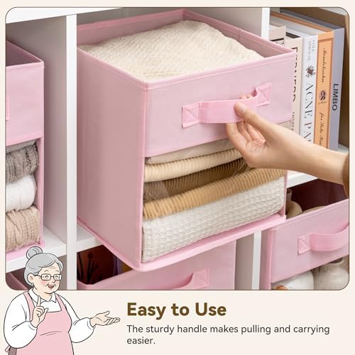 GRANNY SAYS 11 Inch Cube Storage Bins with Clear Window, Pink, 6-Pack - Image 7