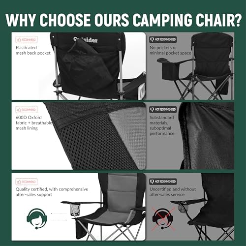 OUTSIDER Portable Folding Lawn Chair with Rear Storage Pocket - Image 4