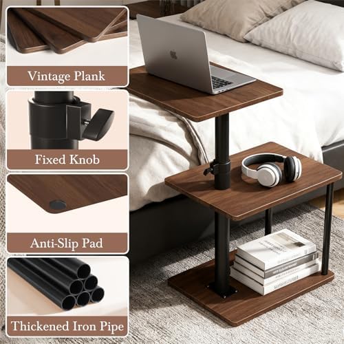 Faesun Swivel Side Table for Couch Arm, Adjustable C End Table for Recliner or Bed, Tv Trays with Storage Shelf for Small Spaces Small Nightstand Table for Living Room, Bedroom，2pc - Image 5